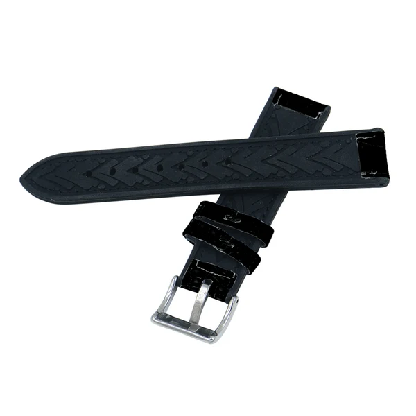Specialty Maxbell Vintage Leather Surface Silicone Watch Band Strap Black-22mm Durable