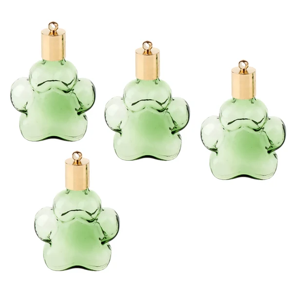 Modern Maxbell 4pcs Pet Paw Glass Bottle Charm Pendant For Necklace Jewelry DIY Green Detailed