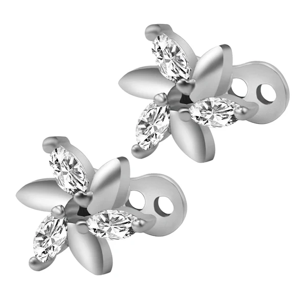Modern Maxbell 2pcs Dermal Anchor Tops and Base Titanium Steel Piercing Jewelry Flower Original