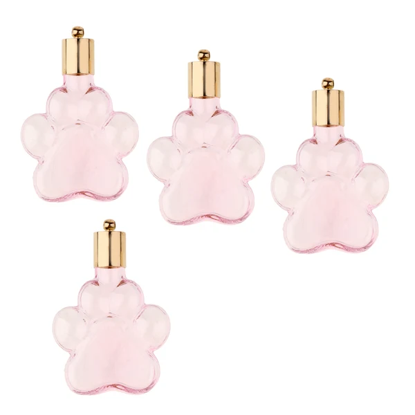 Trendy Maxbell 4pcs Pet Paw Glass Bottle Charm Pendant For Necklace Jewelry DIY Pink Natural