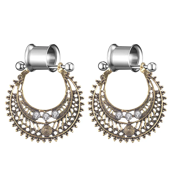 Reliable Maxbell Women Bohemia Ethnic Ear Plug Expander Earring Hollow Dangle Earrings 6mm Antique Gold 10mm Responsible