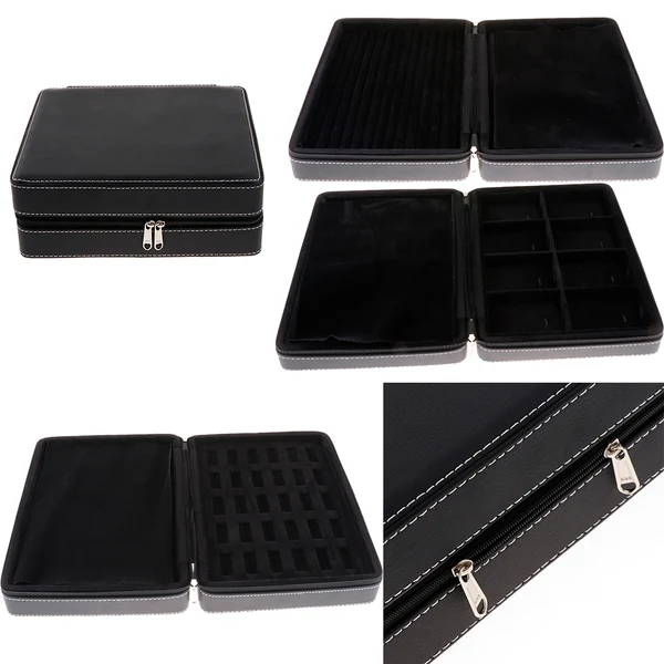 Long-Lasting Maxbell PU Leather Travel Jewelry Box Earrings Display Organizer Case Black Style 1 Exceptional