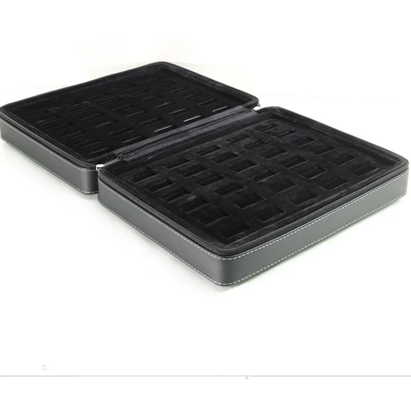 Solid Maxbell PU Leather Travel Jewelry Box Earrings Display Organizer Case Black Style 3 Clean