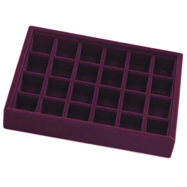 Relaxed Maxbell Elegant Velvet Stackable Jewelry Display Tray Case 24 Grids High-Grade