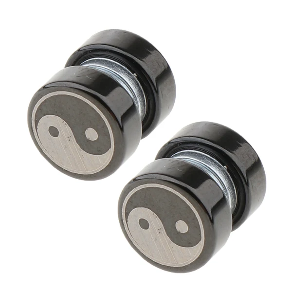 Top-Quality Maxbell 1 Pair Non Piercing Clip on Magnetic Ear Stud Men Fake Earrings Taiji Classic