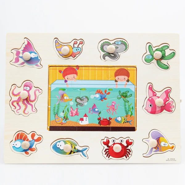 Healthy Maxbell Wooden Sea Animal Shaped Peg Puzzle Baby Toddlers Preschool Kids Toy Exclusive