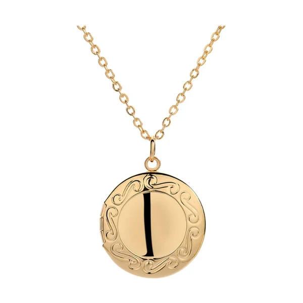 Crafted Maxbell Women Openable Round Picture Photo Locket Pendant Necklace Chain Gold Clean