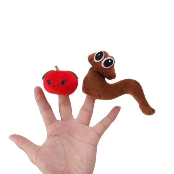Recyclable Maxbell Set of 2pcs Finger Puppets Worm and Apple Original