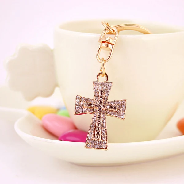 Prestigious Maxbell Crystal Christian Cross Charm Keyring Advanced