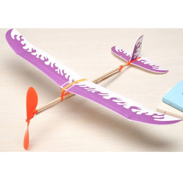 Prestigious Maxbell DIY Assembly Airplane Aircraft Model Launched Powered By Rubber Band Purple Consistent