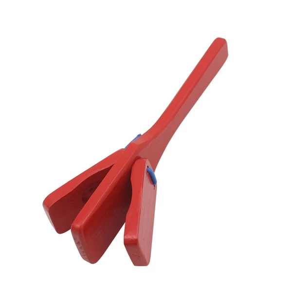 User-Friendly Maxbell 1pc Kids Wooden Castanet Clapper Handle Toys Red Fine Crafted