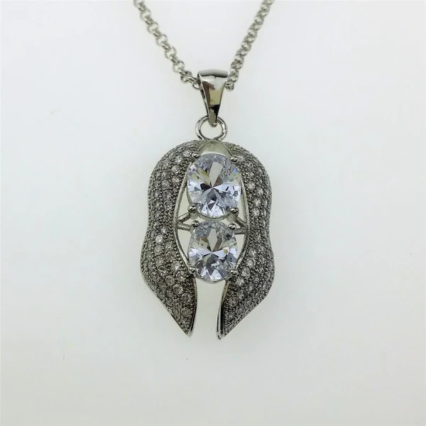 Selected Maxbell Fashion Unisex Peanut Shape Zircon Crystal Diamond Pendant Necklace Silver Environmentally Friendly