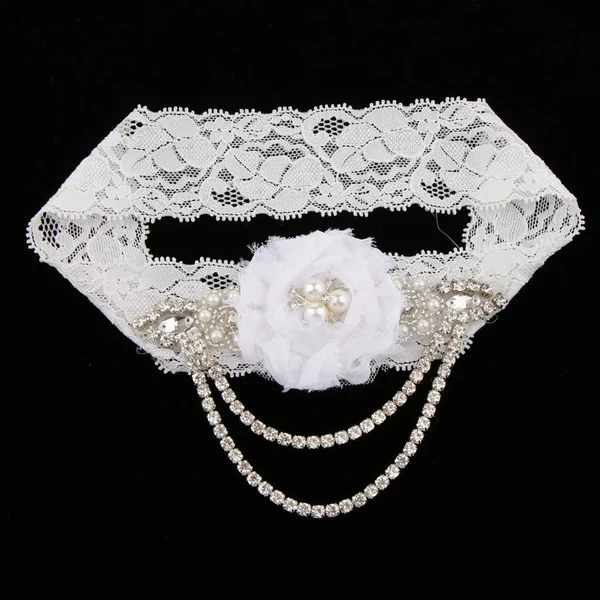 Excellent Maxbell Wedding Bridal Crystal Chain Pearl Lace Garter Wedding Accessory White Top-Quality