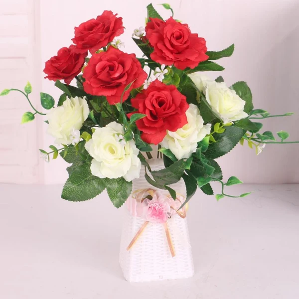 Official Maxbell 2 Bunch Rose Artificial Silk Flower Bouquet Plant Wedding Decor Red Selected