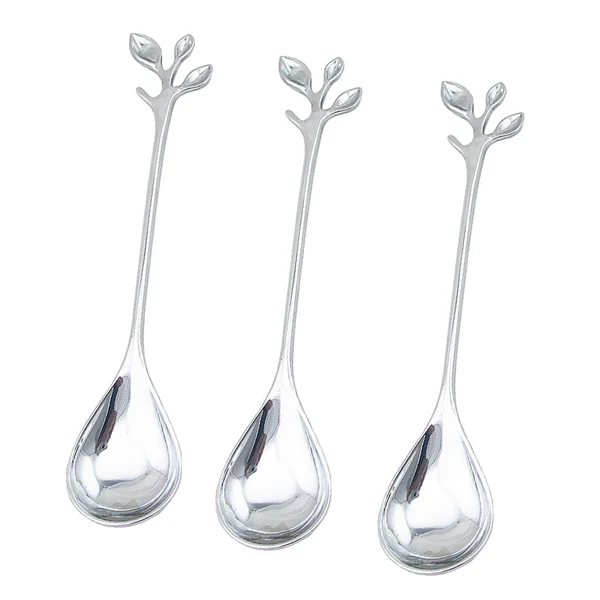 Trusted Maxbell Polished Small Spoon 3 Pieces Set Coffee Ice- Cream Tea Spoon Silver Smart