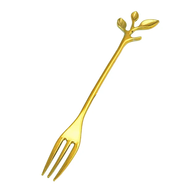 Functional Maxbell Polished Fork 3 Tine Fork Dinner Serving Utensils Dessert Fruit Fork Gold Detailed