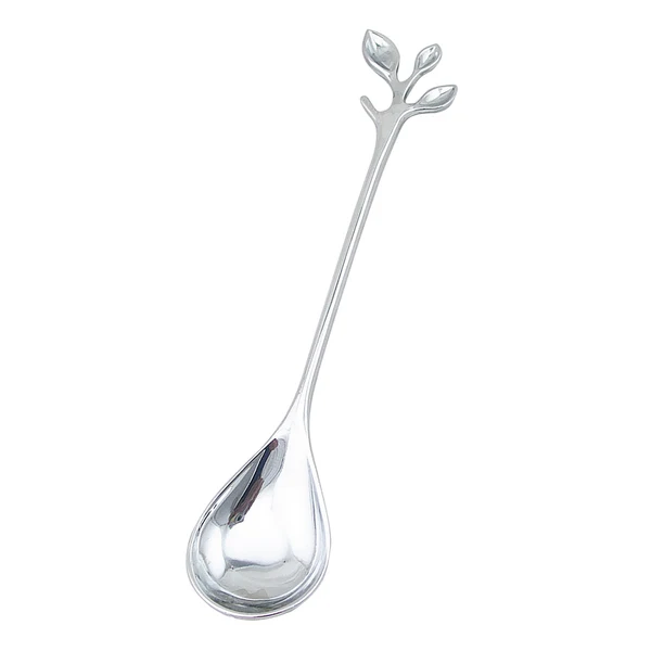 Green Maxbell Polished Leaves Pattern Small Spoon Coffee Ice- Cream Tea Spoon Silver Modern