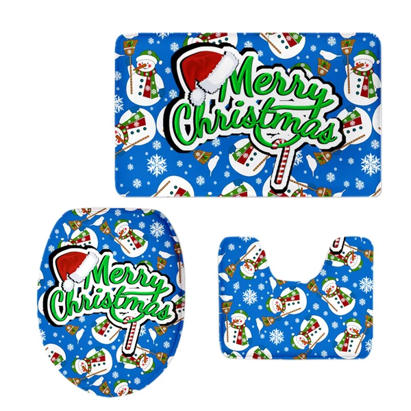Fine Maxbell Non-Slip Bathroom Pedestal Lid Mat Pad Toilet Rug Set Merry Christmas 3 Durable