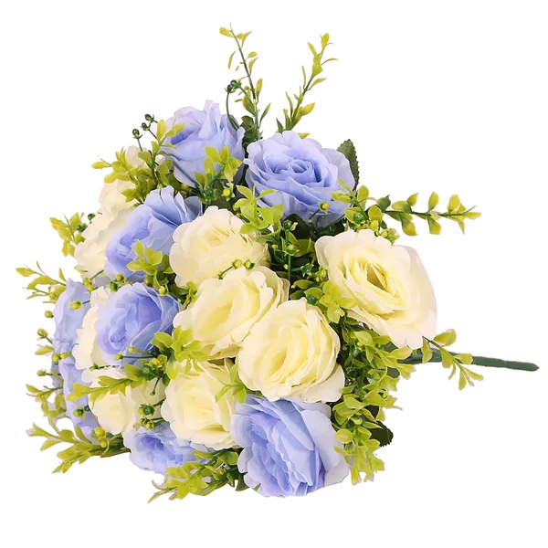 First-Class Maxbell 18 Flowers Two Colors Rose Bouquet - Artificial Flora Light Blue and white Elegant