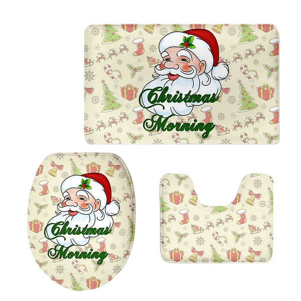 Minimalist Maxbell Non-Slip Bathroom Pedestal Lid Mat Pad Toilet Rug Set Santa Claus 1 Dependable