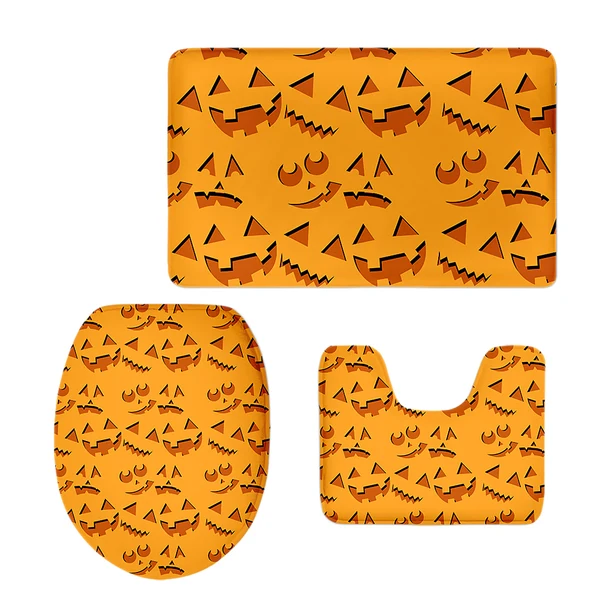 Reusable Maxbell Non-Slip Halloween Print Bathroom Pedestal Lid Mat Toilet Floor Rug Set 7 High-Quality