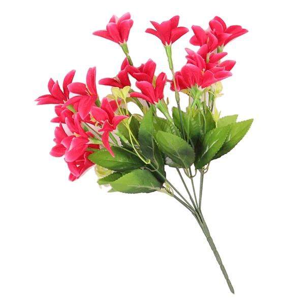 Dependable Maxbell 7 Branches of 1 Stem Lily Artificial Flora Eleglant Lilies Decor Rosy red Green