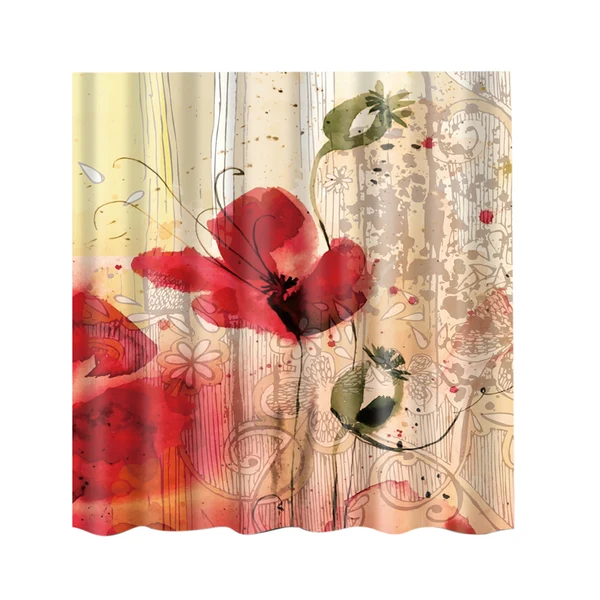 Fashionable Maxbell Natural Scenery Shower Curtain Waterproof Bath Decor Wild Flower Optimized