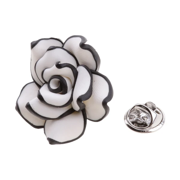 Breathable Maxbell Handmade Polymer Clay Flower Brooch Vintage Wedding Handcrafted White Optimized