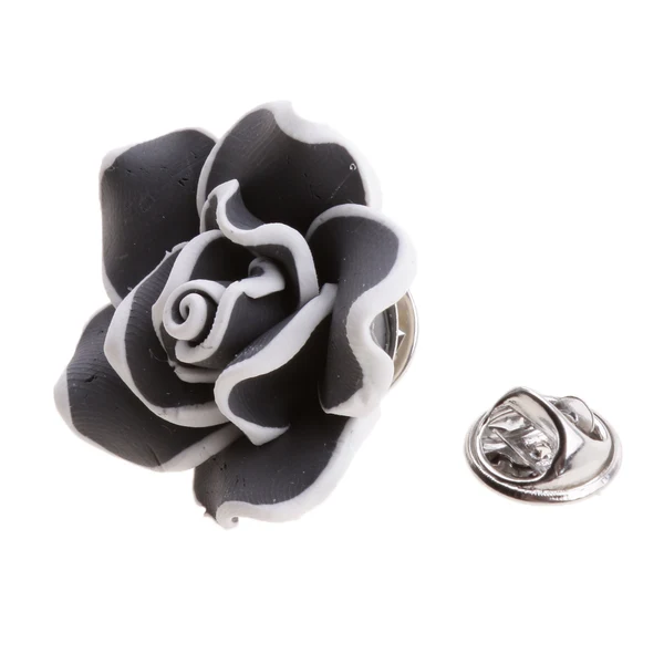 Prestigious Maxbell Handmade Polymer Clay Flower Brooch Vintage Wedding Handcrafted Gray High-End