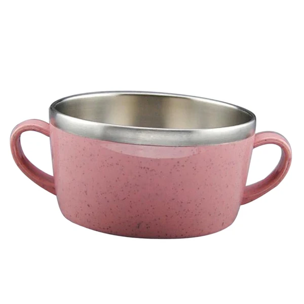Organic Maxbell Stainless Steel Kids Bowl Food Grade for Soup Rice Oatmeal Gruel Salad Pink Consistent