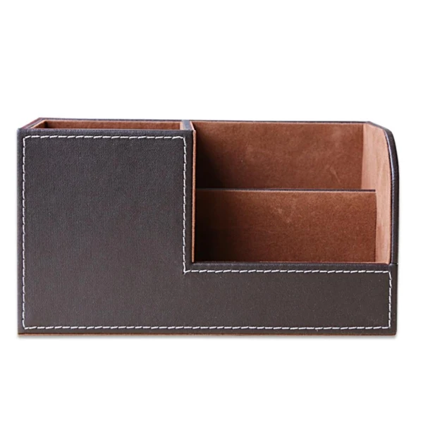 Fine Crafted Maxbell Leather Office Desk Organizer Multi-functional Stationery Box Holder Coffee Convenient