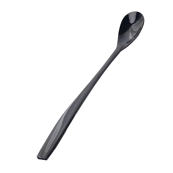 Easy-to-Use Maxbell Stainless Steel Long Handle Spoon for Ice Cream Sundae Coffee Black Pure