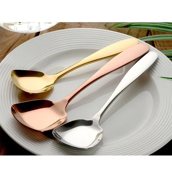 Advanced Maxbell Polished Spoon Cutlery Square for Kitchen Dining Bar Hotel Cafe Silver Carefully Designed
