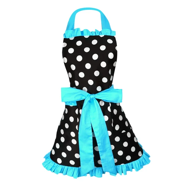 Modern Maxbell Adjustable Apron Home Kitchen Cooking Women Cotton Aprons Bowknot Blue Lightweight