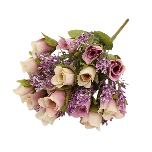 Contemporary Maxbell Artificial Roses 20 Heads Bouquet for Home Garden Party Decoration Purple High-End
