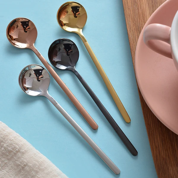Efficient Maxbell Stainless Steel Teaspoon Coffee Spoons Long Ice Cream Flatware Gold Stylish