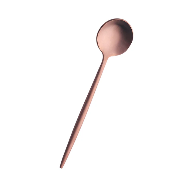 Fashionable Maxbell Flatware Spoon Cutlery Square for Kitchen Dining Bar Hotel Cafe Rosy Gold Durable