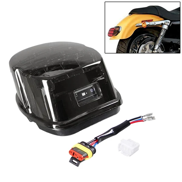 Solid Maxbell LED Rear Tail Light Rear Brake Lamp Signal Light for Harley XL Fxlr Black Pure