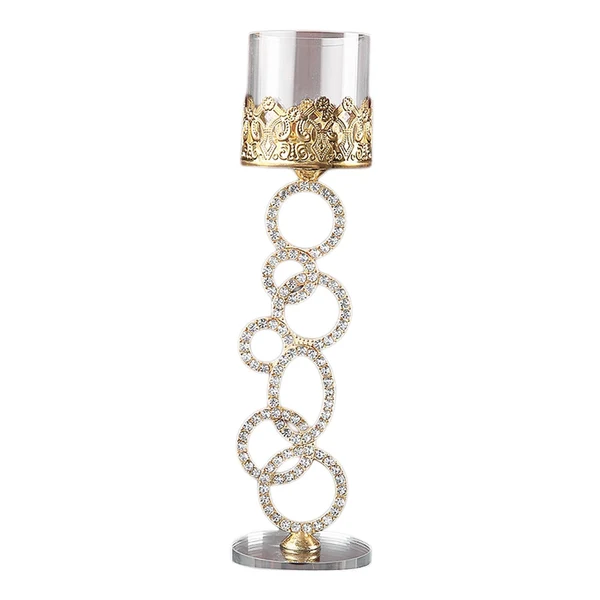 Organic Candle Holders Home Decor Tea Light Holder Wedding Glass Crystal Candlestick 7 Rings Eco-Friendly