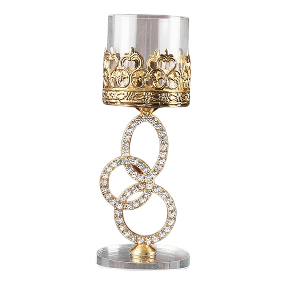 Prestigious Candle Holders Home Decor Tea Light Holder Wedding Glass Crystal Candlestick 3 Rings Durable