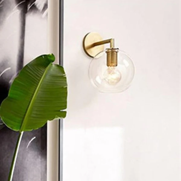Stylish Maxbell Nordic Glass Ball Wall Lamp Sconce Gold Wall Lights Fixtures for Staircase B Practical