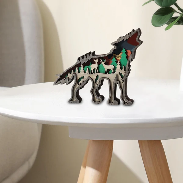 Exclusive Maxbell Wooden Ornament Creative Totem Sculpture Home Decor wolf Wolf High-End