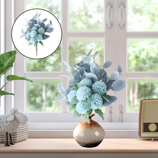 Prestigious Maxbell Artificial Flower Bouquet Decoration for Wedding Party Sky blue High-End