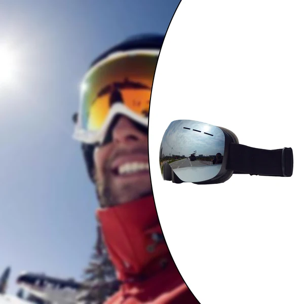 Elegant Maxbell Magnetic Ski Goggles Windproof Glasses for Adults Black Frame Silver Lenses High-Quality