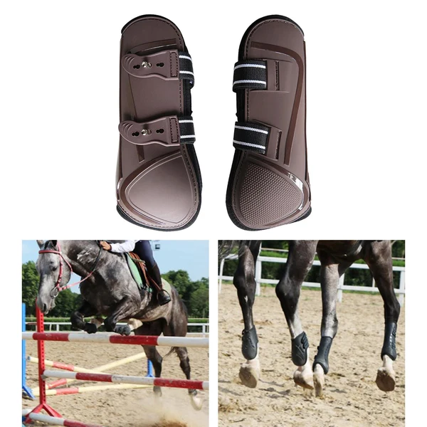 Smooth Maxbell 1 Pair Horse Tendon Boots Jumping Guards Protection Brown Front Leg L World-Class