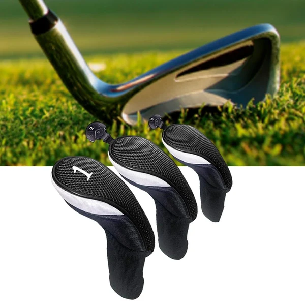 Pure Maxbell Golf Club Head Covers Interchangeable Mesh Oversized Long Neck Woods Black Detailed