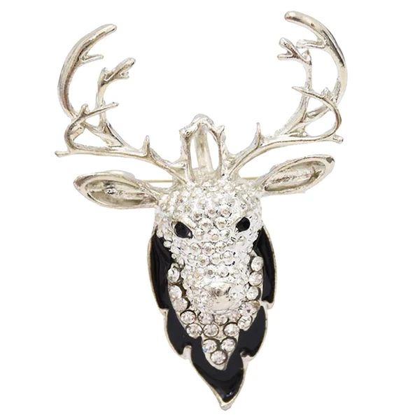 Fine Crafted Maxbell Women Elegant Christmas Reindeer Brooch Necklace Crystal Brooch Pin Silver Refined
