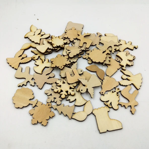 Secure Maxbell 50 Pieces Unfinished Wooden Christmas Embellishments for Christmas Tree Decoration Environmentally Friendly
