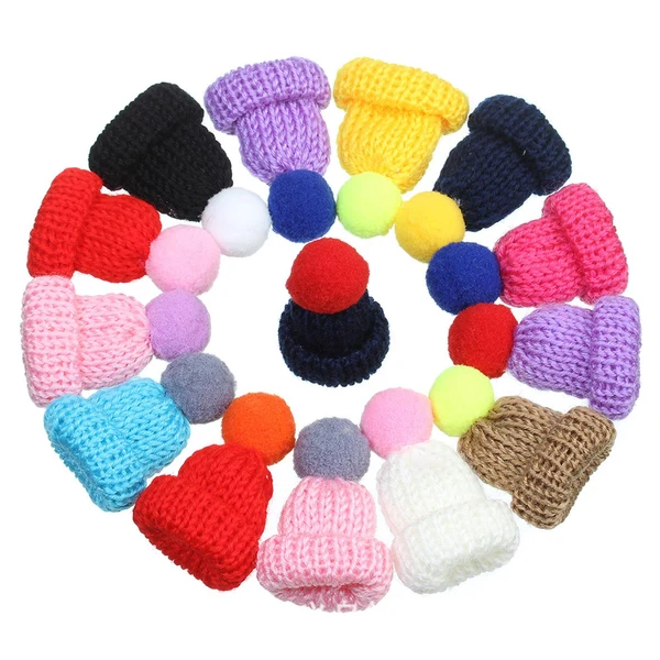 Enhanced Maxbell 20x Christmas Mini Knitting Hats Doll Hats Assorted Color Hairball Hats Official