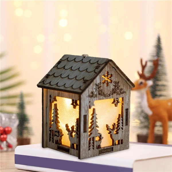 Official Maxbell LED Christmas Village House Cabin Figurine landscape ornament Tabletop Decor Reindeer-S First-Class